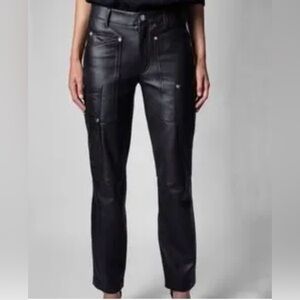 Zadig & Voltaire Leather Trousers Player Noir Size 42